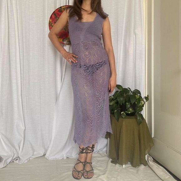 Mermaid core Brassy Olive Brown Crochet Dress - Picture 7 of 8